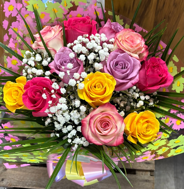 12 Mix colour roses