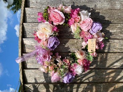 Heart shaped artificial summer Door wreath