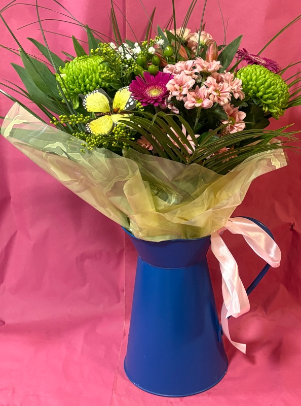 Metal Jug of Flowers