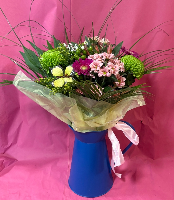 Metal Jug of Flowers