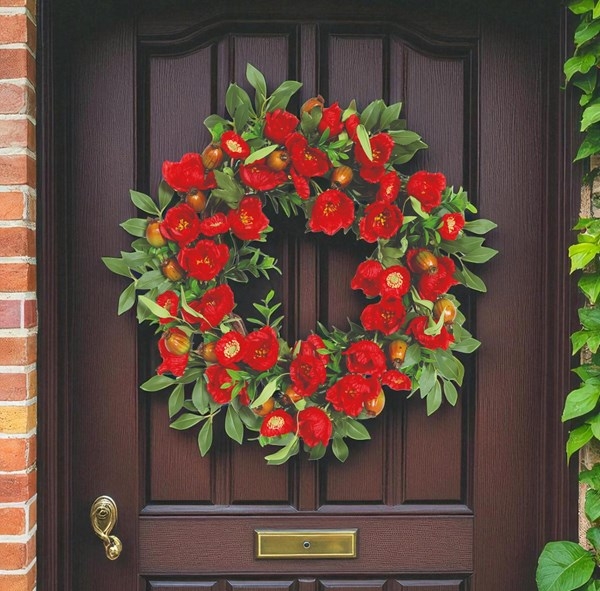 Poppy Wreath   Artificial