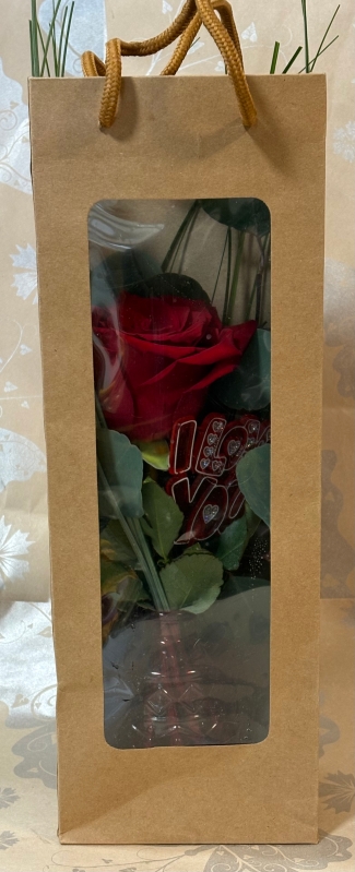 Valentine's Single Red Rose with vase