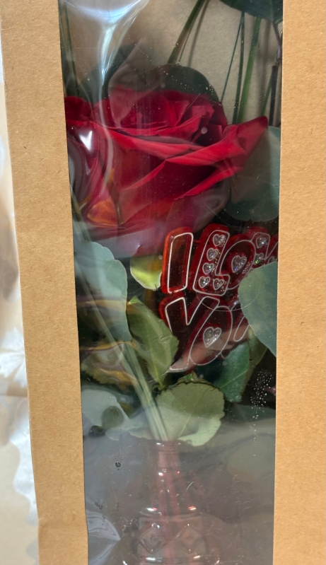 Valentine's Single Red Rose with vase