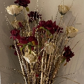 Standing Burgundy & Gold Christmas Bouquet ( Artificial )