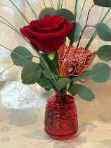 Valentine's Single Red Rose with vase