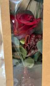 Valentine's Single Red Rose with vase